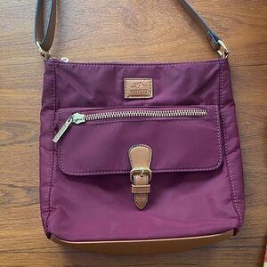 Roots 73 Y2K cross-body nylon bag with leather trim and brass-tone hardware GUC